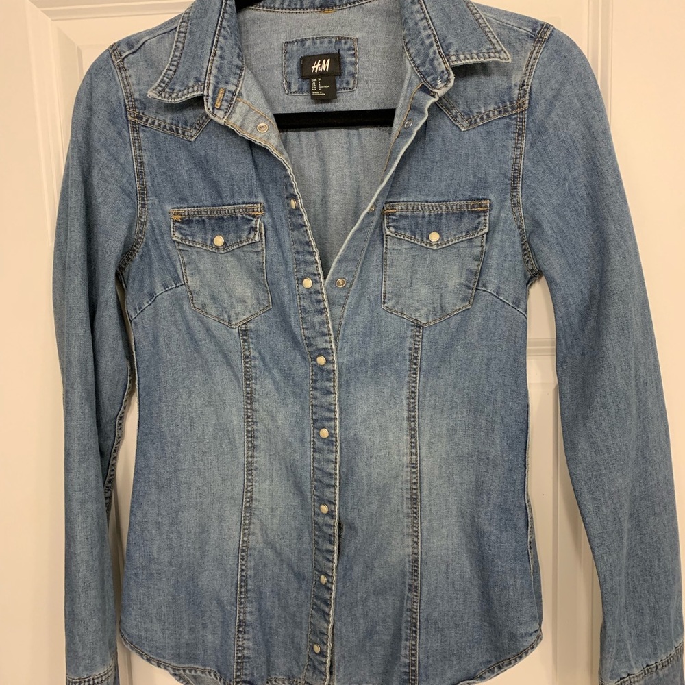 H&M Light Blue Denim Button Down Shirt
